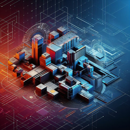 Abstract futuristic city background, 3d rendering, digital illustration. Computer digital drawing.の素材