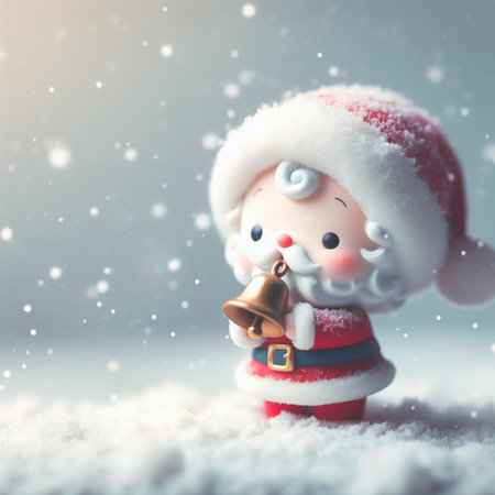 Santa Claus doll on snow background. Christmas and New Year concept.の素材