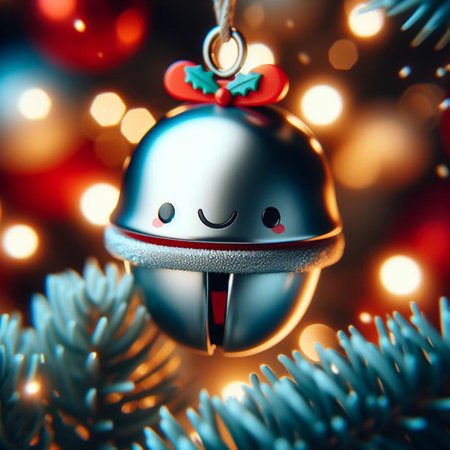 Christmas decoration on the background of a Christmas tree and bokehの素材