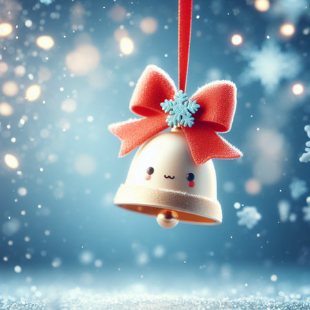 Christmas and New Year background. Christmas bell with snowflakes.の素材