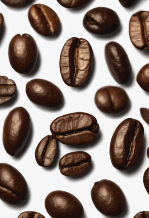 Coffee beans on white background. Close-up image.の素材