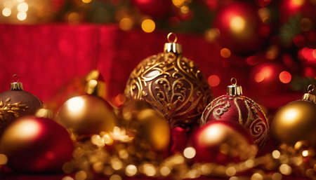 Christmas decoration on bokeh background. New Year and Christmas.の素材