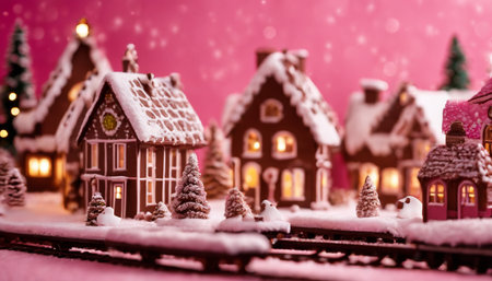 Miniature houses in the snow. Christmas and New Year concept.の素材