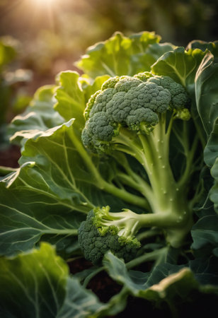 Cauliflower growing in the garden. Selective focus. nature.の素材