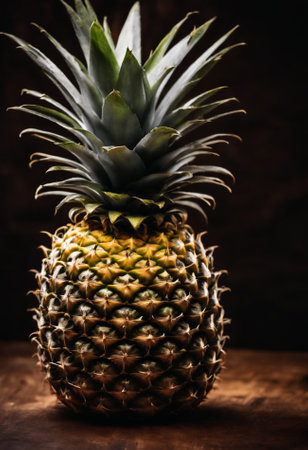 Pineapple on a dark wooden background. Selective focus.の素材