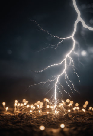 Lightning strike on dark background. Lightning strike on dark background.の素材