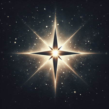 Glowing star on a black background. 3d rendering, 3d illustration.の素材