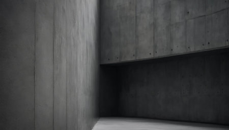 Abstract dark concrete interior with empty space. 3d render illustration.の素材