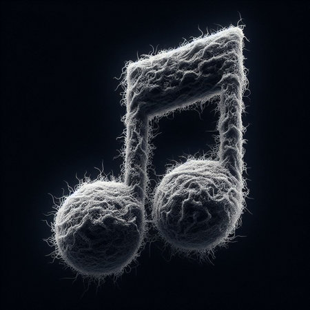 Music note on black background. 3D rendering. Music concept.の素材