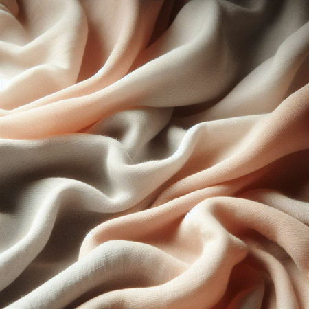 Texture, background, pattern. Silk fabric is beige. It has a smooth matte finish.の素材