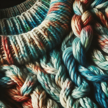 Colorful knitted pattern as a background. Close-up.の素材