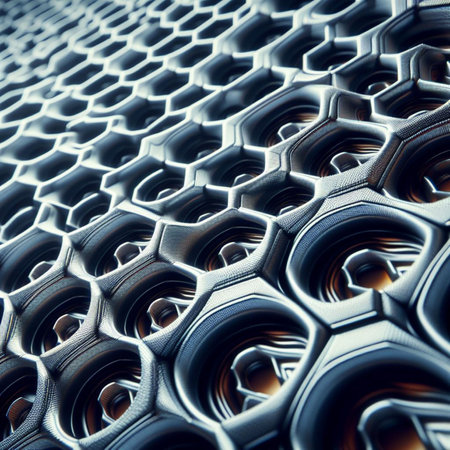 abstract background of metal hexagons, close-up, macroの素材