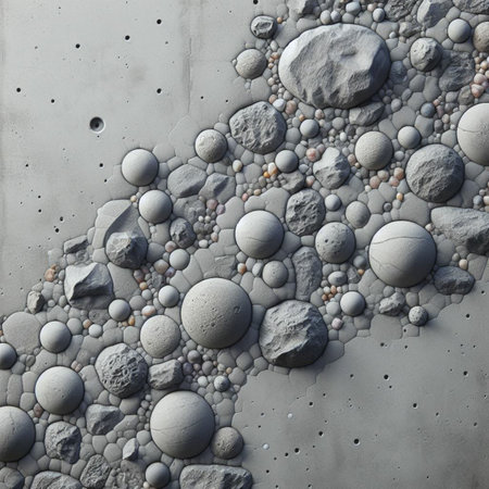 3d render of abstract background with pebbles and gray stonesの素材