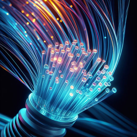 fiber optical network cable, 3d rendering computer digital image.の素材
