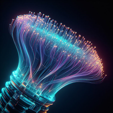 Fiber optical network cable, 3d rendering. Computer digital drawing.の素材