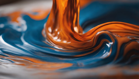 Macro shot of oil paint splashing in water. Abstract background.の素材