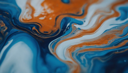 abstract background of blue and orange paint in water. macro photographyの素材