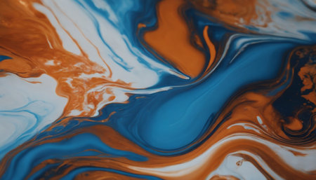 abstract background of blue and orange paint in water. Close-upの素材