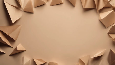 Brown origami paper background with copy space. 3d rendering.の素材