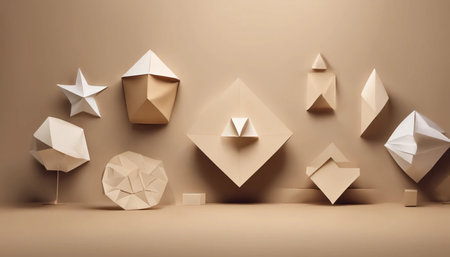 3d rendering abstract geometric forms. Minimalistic scene with primitive shapesの素材