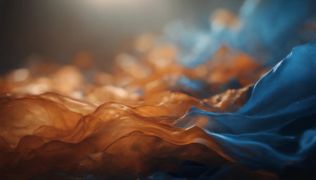 Abstract background with blue and orange smoke. 3d rendering toned imageの素材
