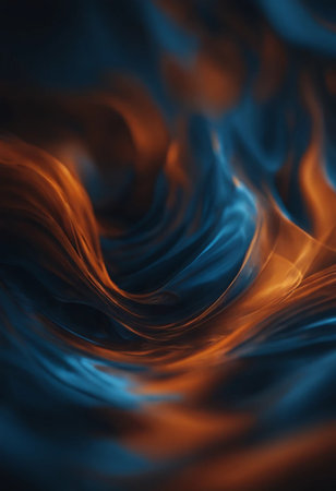 abstract background with smooth lines and waves in blue and orange colorsの素材