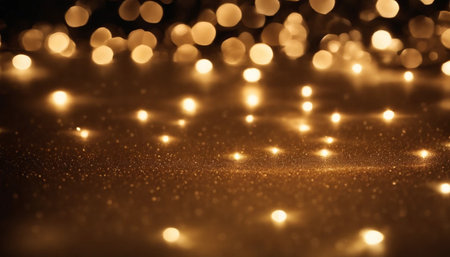 golden glitter vintage lights background. gold and black. de focusedの素材