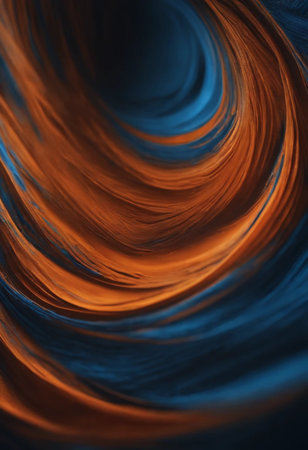 abstract background with smooth lines in blue and orange colors, computer generated imagesの素材