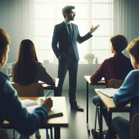 Businessman in front of a group of business people in a meetingの素材