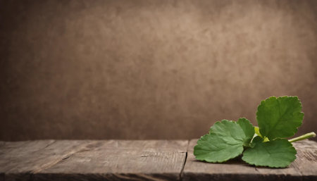 Green clover leaves on wooden background. St.Patrick's Day. Copy space. Beer. Holiday. AI generatedの素材