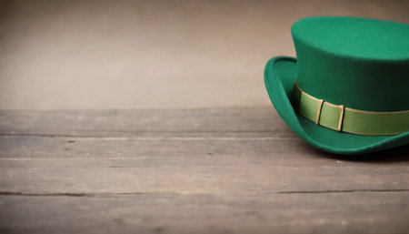 Green clover leaves on wooden background. St.Patrick's Day. Copy space. Beer. Holiday. AI generatedの素材