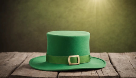 Green clover leaves on wooden background. St.Patrick's Day. Copy space. Beer. Holiday. AI generatedの素材