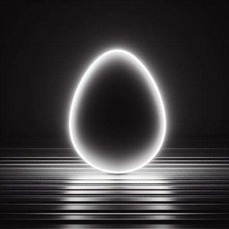 a black and white shot of a neon Easter eggの素材