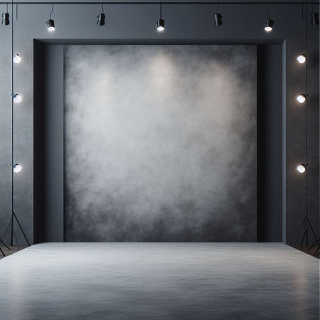 Modern interior with blank wall. Photography studio or creative space. Mockupの素材