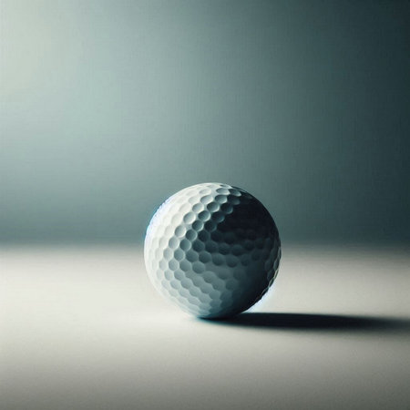 a golf ball in a minimalist, studio-style settingの素材