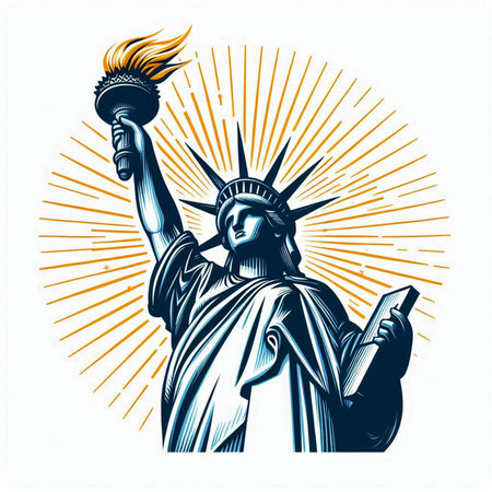A vector illustration of the Statue of Libertyâs torchの素材