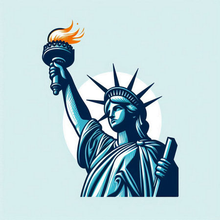 A vector illustration of the Statue of Libertyâs torchの素材