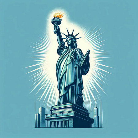 A vector illustration of the Statue of Libertyâs torchの素材