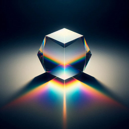 photograph of a rainbow-hued prismの素材