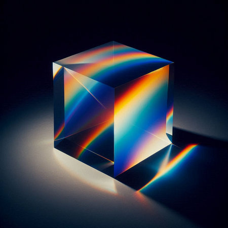 photograph of a rainbow-hued prismの素材