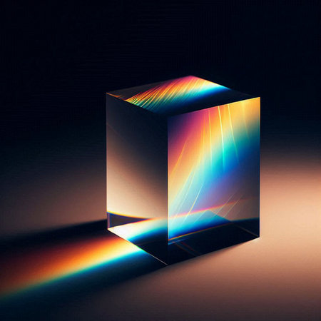 photograph of a rainbow-hued prismの素材