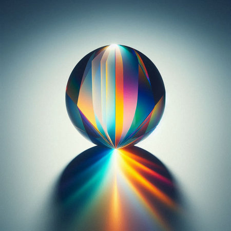 photograph of a rainbow-hued prismの素材