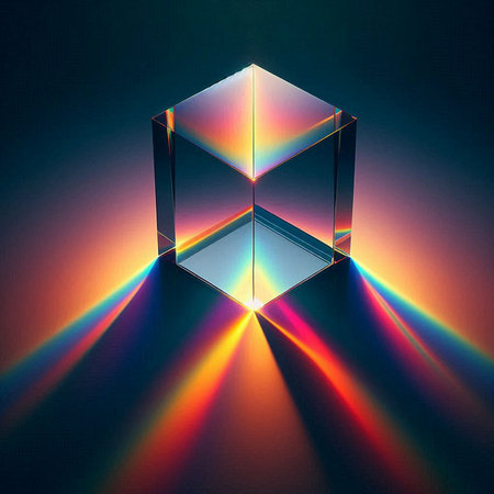 photograph of a rainbow-hued prismの素材