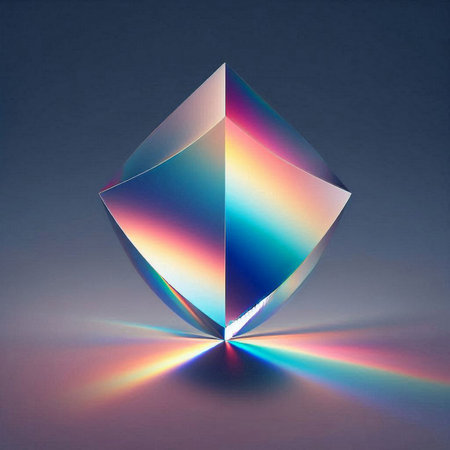 photograph of a rainbow-hued prismの素材