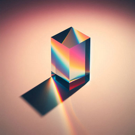 photograph of a rainbow-hued prismの素材