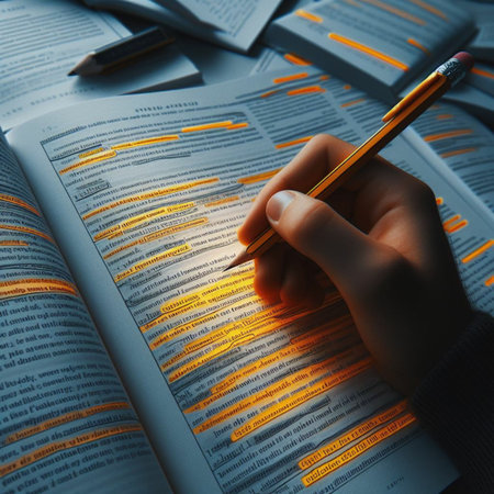 Close up of female hands writing in a book. Education concept.の素材