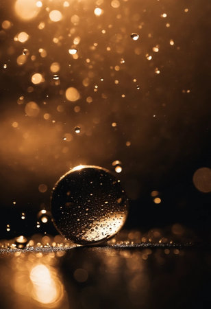 golden christmas ball on bokeh background with copy spaceの素材
