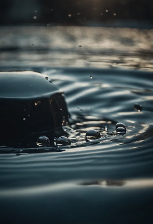 Water drops on the surface of the water after a drop falling downの素材