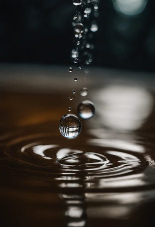 Water drop on a dark background. Water drop on a dark backgroundの素材