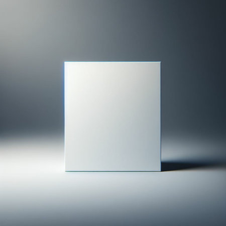Blank white box on a gray background. 3d rendering.の素材